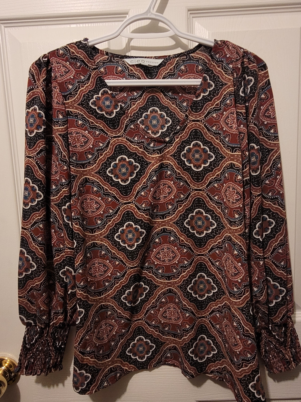 Cleo Rust & Black Paisley Print Blouse